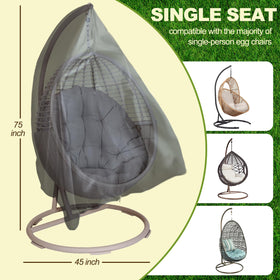 YHLOJIX egg chair cover with rain protection and sealed zipper keeps chair dry.
