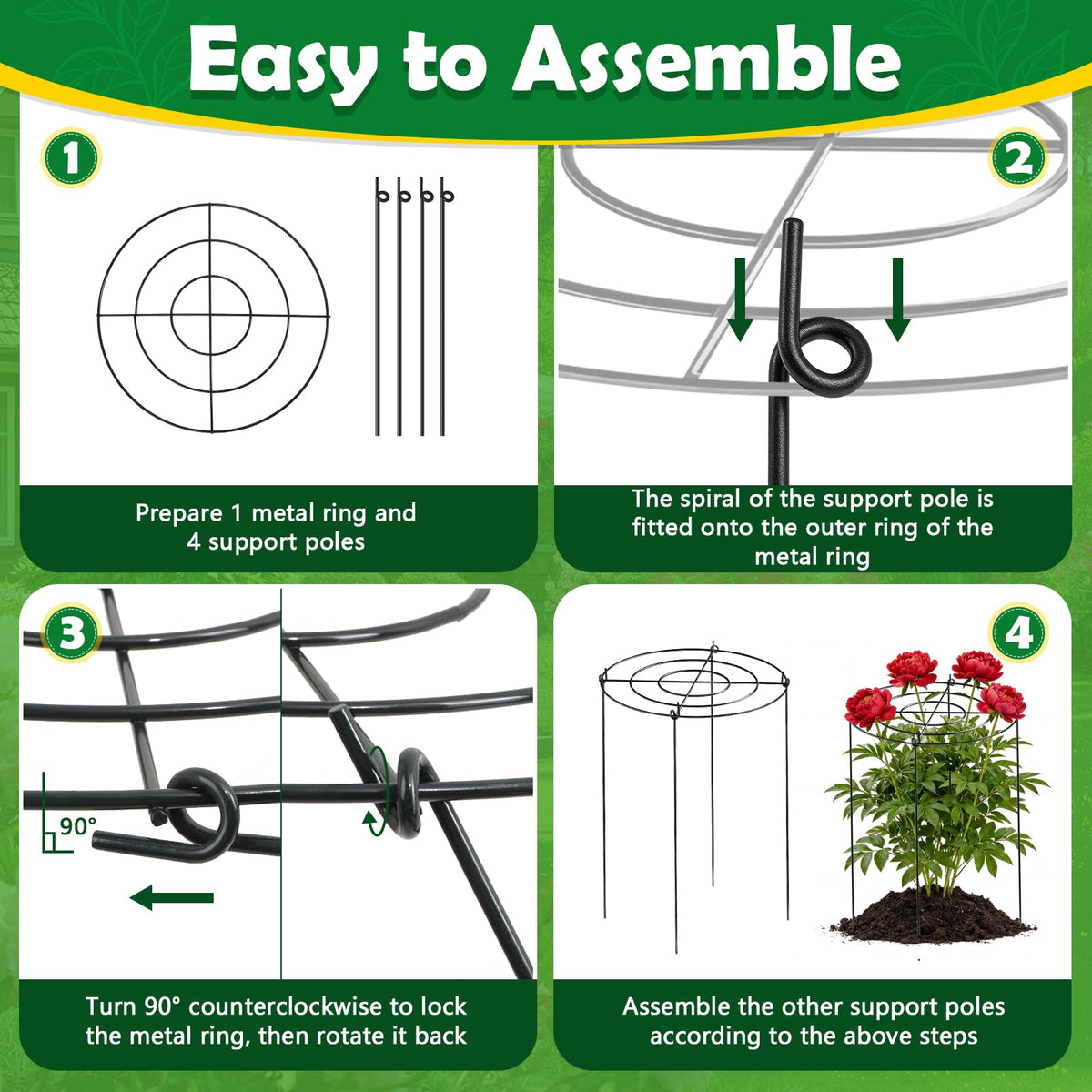 YHLYUZZ 360-degree plant cage prevents leaning and collapse