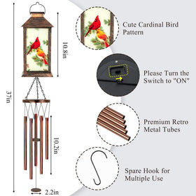 YHmall cardinal chimes glow warmly at night inviting quiet moments outside