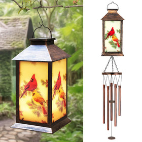 YHmall Cardinal wind chimes outdoors 37-inch display enhances curbside appeal at dusk