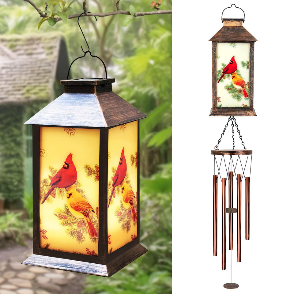 YHmall Cardinal wind chimes outdoors 37-inch display enhances curbside appeal at dusk