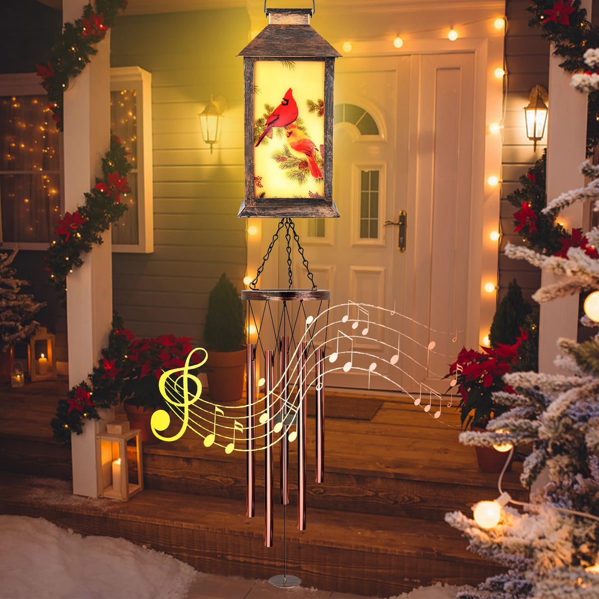 YHmall wind chimes pine-tree detail creates cozy woodland ambience