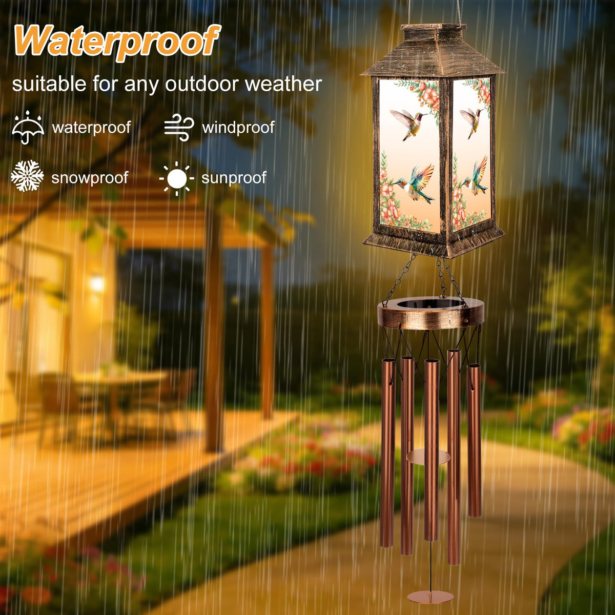 YHmall wind chimes five-pipe melody creates relaxing outdoor sounds.