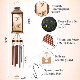 YHmall wind chimes solar light glows softly at night.
