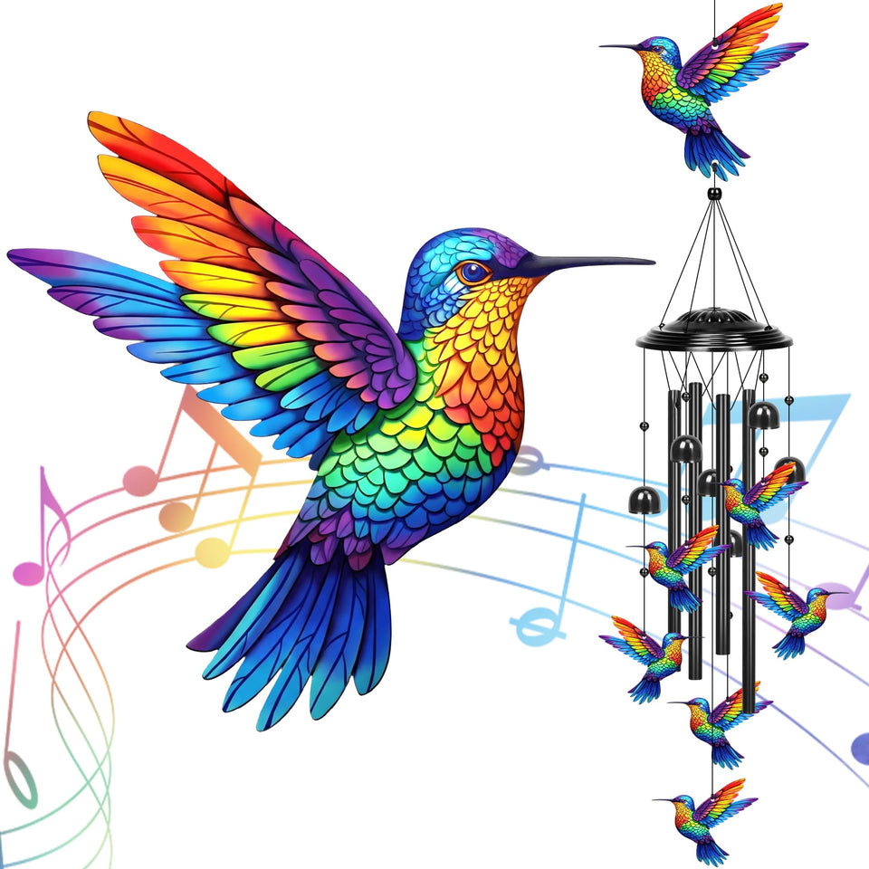 YHmall wind chimes with 35-inch hummingbird pendants for outdoor ambiance.