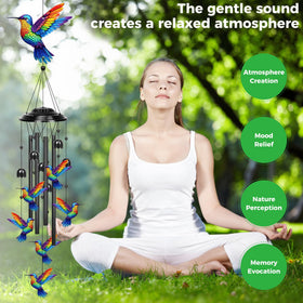 YHmall wind chimes with rainbow gradient finish for vibrant garden decor.