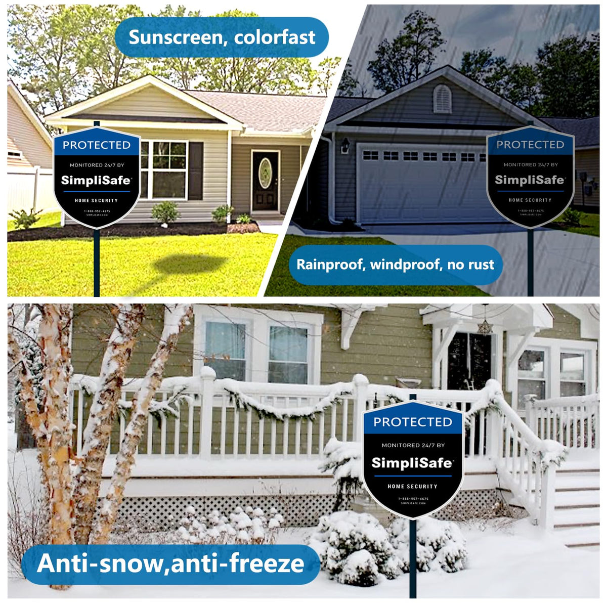 YHMYOALU weather-proof yard signs withstand heat, sun, wind and rain.