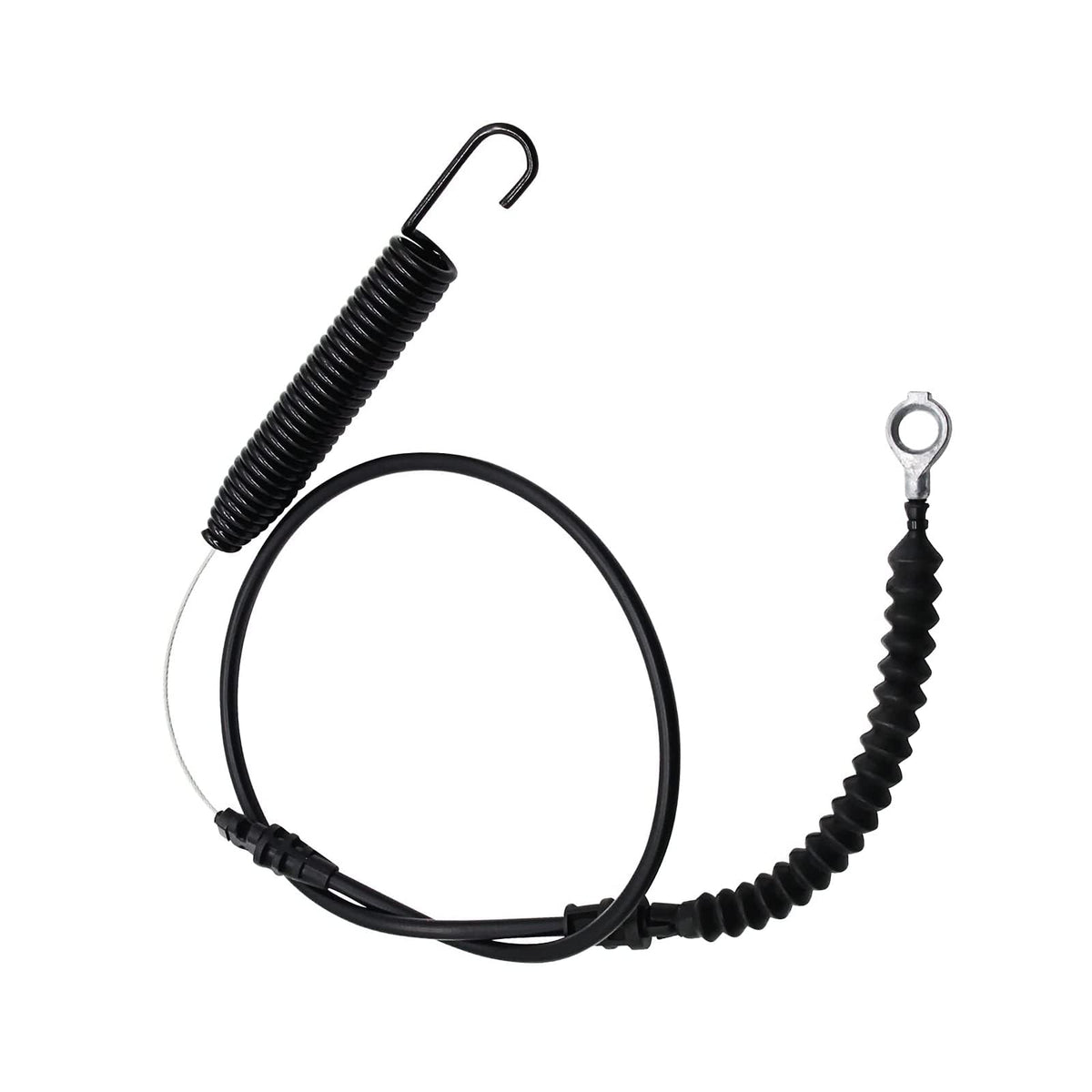 YHOPARTS deck engage cable with eye-end and spring-end for secure connection.