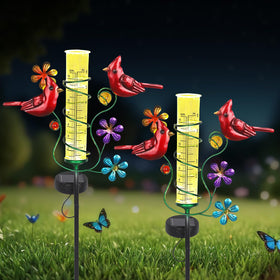 YHSOLAR cardinal garden decor glows softly after dark