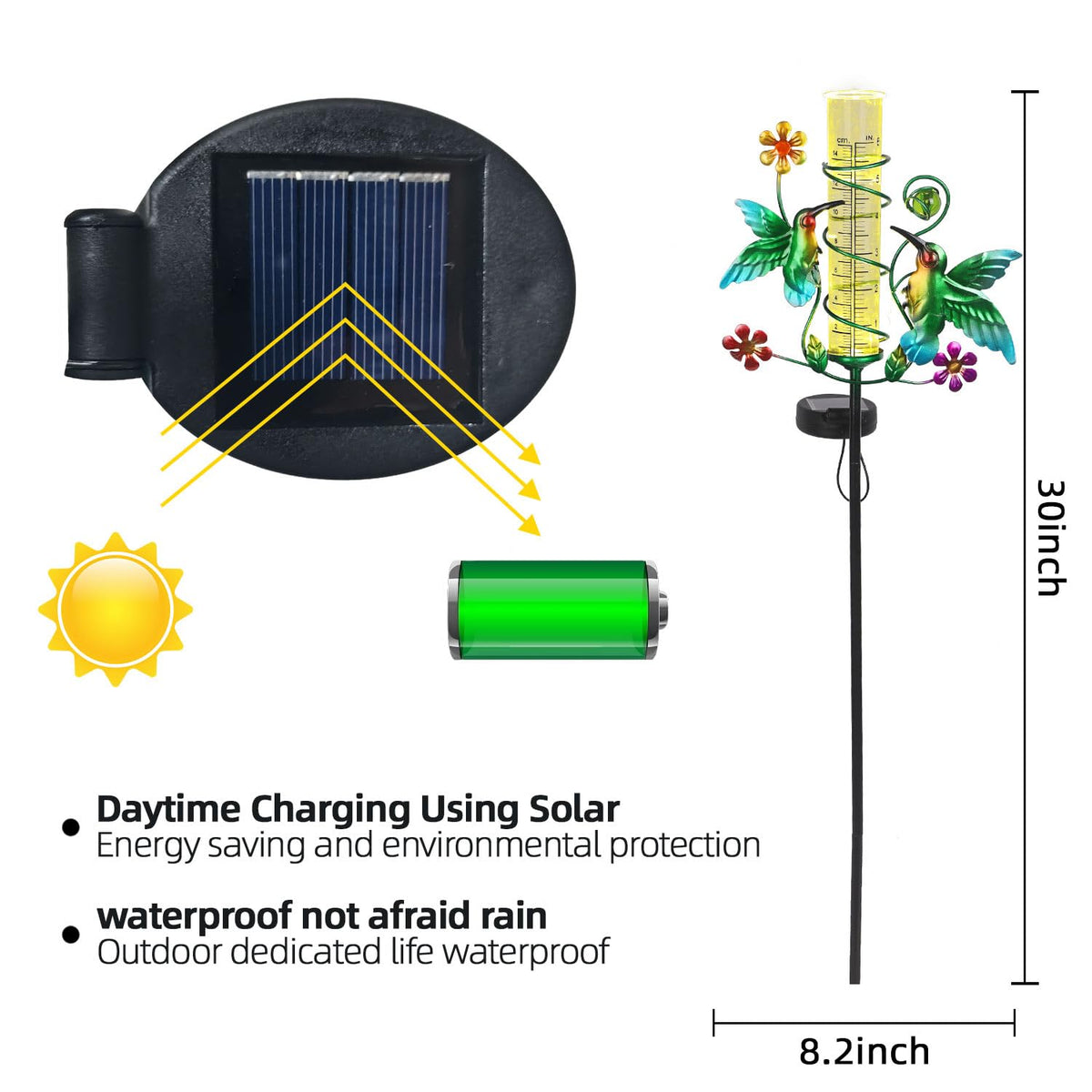 YHSOLAR rain gauge tube with oversized numerals for easy readings.