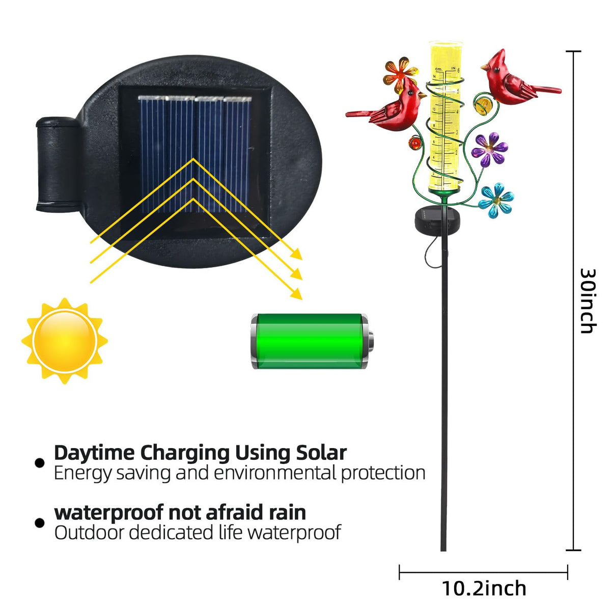 YHSOLAR rain gauge features oversized numerals for quick readings