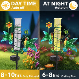 YHSOLAR solar-powered night light enhances nighttime garden ambiance.