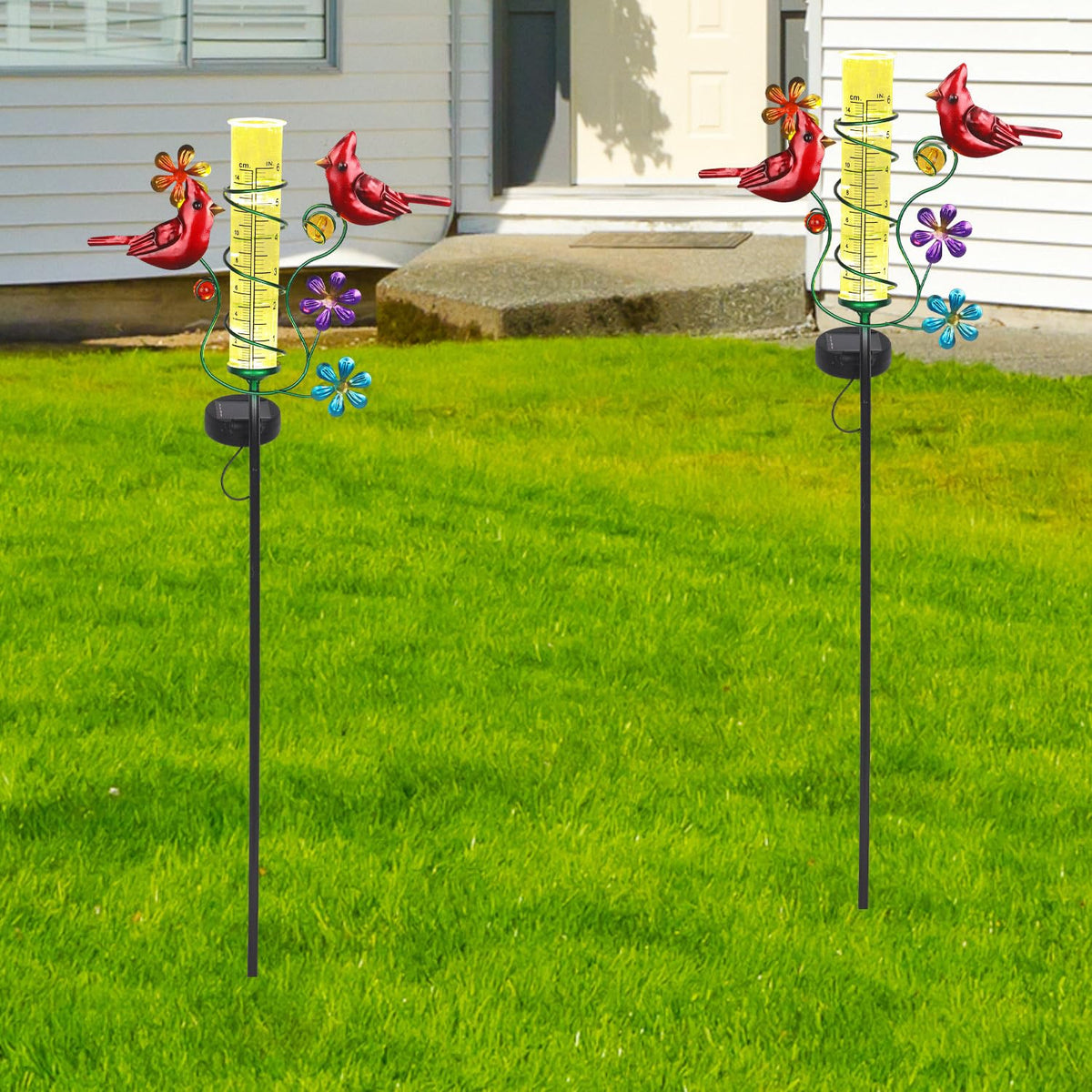 YHSOLAR yard gauge by the fence enables effortless rainfall tracking