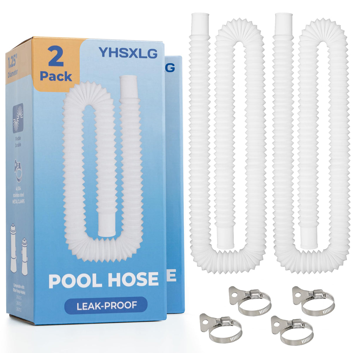 YHSXLG pool hose dimensions 1.25 inch by 50 inch for easy reach across pool area