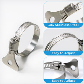 YHSXLG pool hose kit includes four metal clamps for secure connections