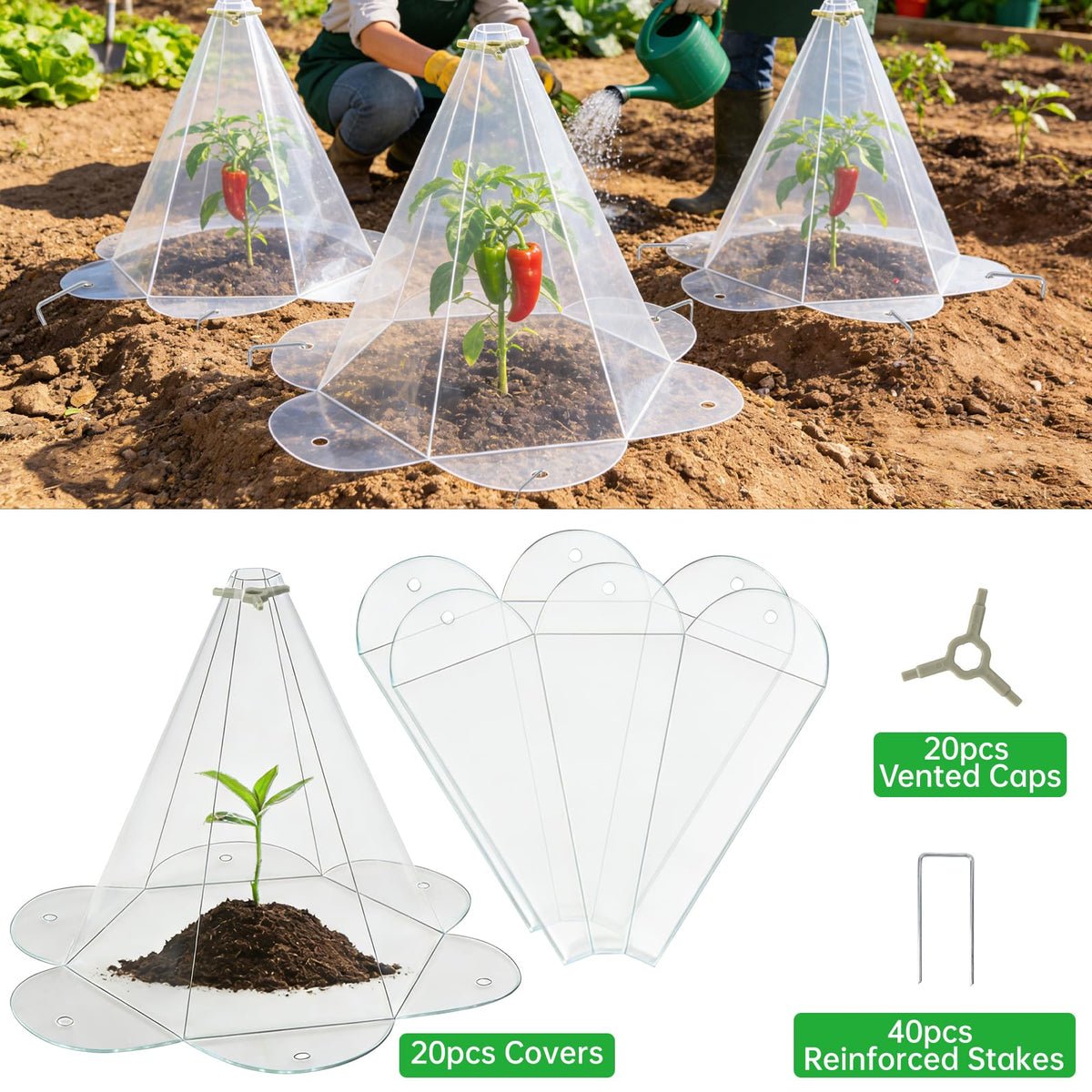 Yhtpouqe reusable 20-pack garden cloches for eco-friendly gardening