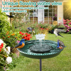 Yiabivo outdoor solar fountain begins in bright sun for effortless water display.