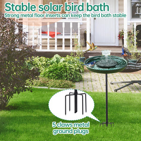 Yiabivo bird bath with 5-prong base ensures stable outdoor decor in windy conditions.