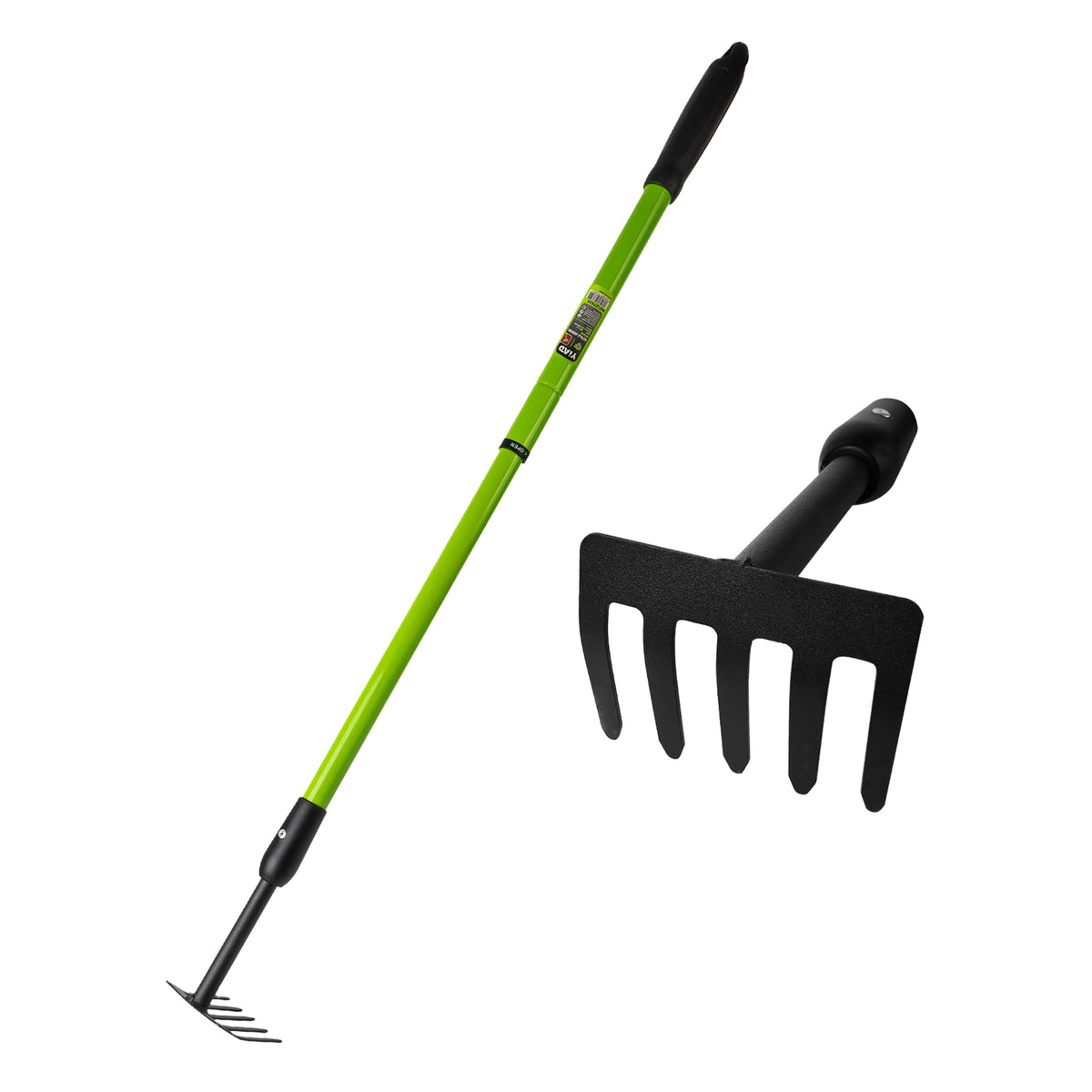 YIAD DRAGON HORSE garden rake with telescopic handle extended for back-friendly reach