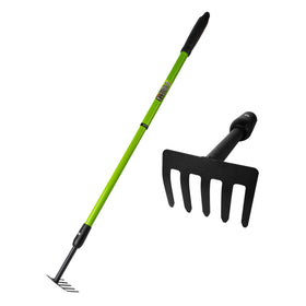 YIAD DRAGON HORSE garden rake with telescopic handle extended for back-friendly reach