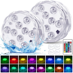 YiaMia hot tub lights 2-pack in vibrant RGB ambiance for night soaking.