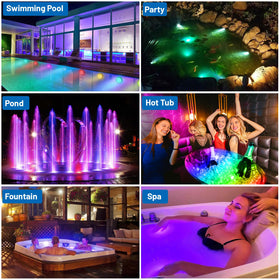 YiaMia submersible lights attached with suction cups underwater for decor.