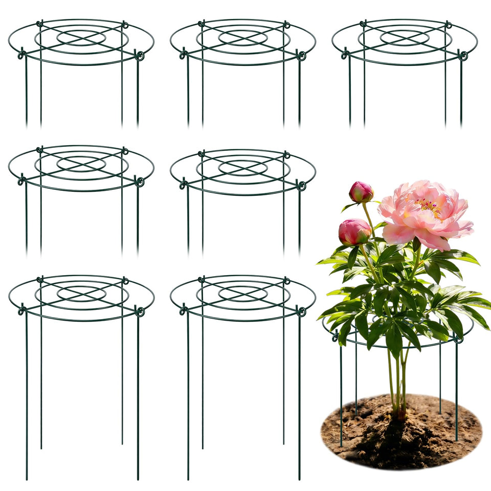 YIBOBO peony cages front view for upright blooms and stability.