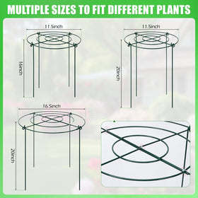 YIBOBO peony cages top view surrounding plant for even support.
