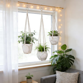 YIBOT 3-pack macrame hangers closeup with knot detail