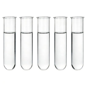 YIBOT glass propagation tubes: five-vase front view for visible root growth and decor.
