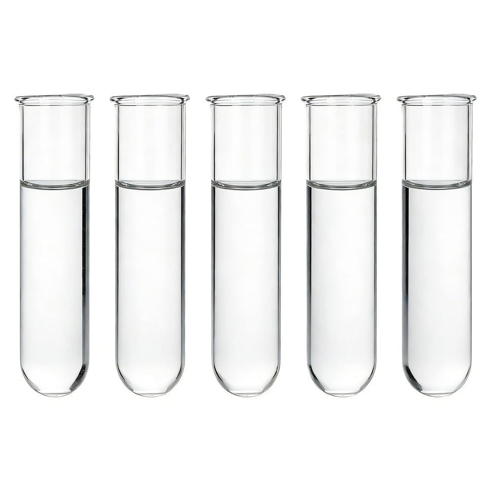 YIBOT glass propagation tubes: five-vase front view for visible root growth and decor.