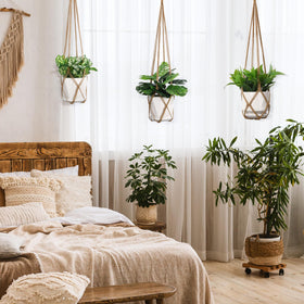 YIBOT macrame hanger with 3-hooks included for easy hanging