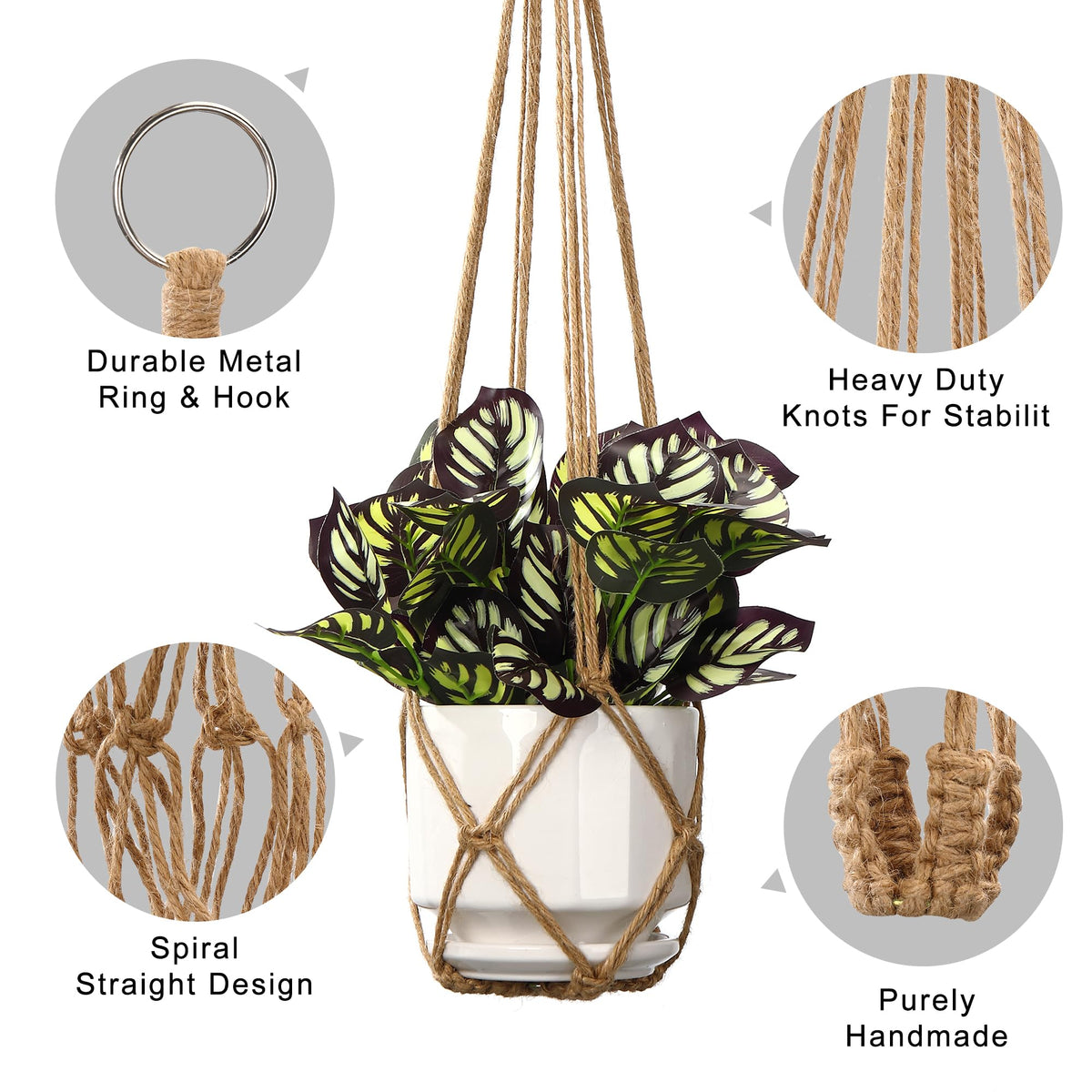YIBOT macrame plant hanger 29-inch ideal for balcony garden displays