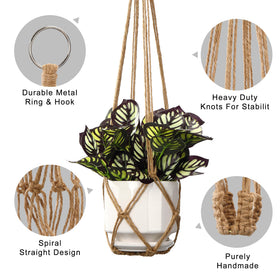 YIBOT macrame plant hanger 29-inch ideal for balcony garden displays