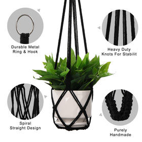 YIBOT macrame plant hanger 29-inch creates cozy indoor plant nook.