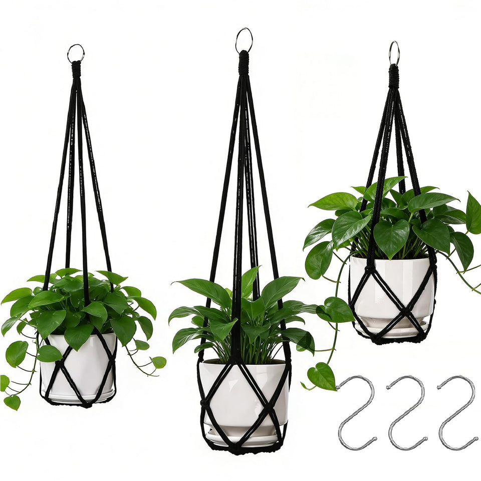 YIBOT macrame plant hanger 35-inch display for elegant vertical space and decorative balance.