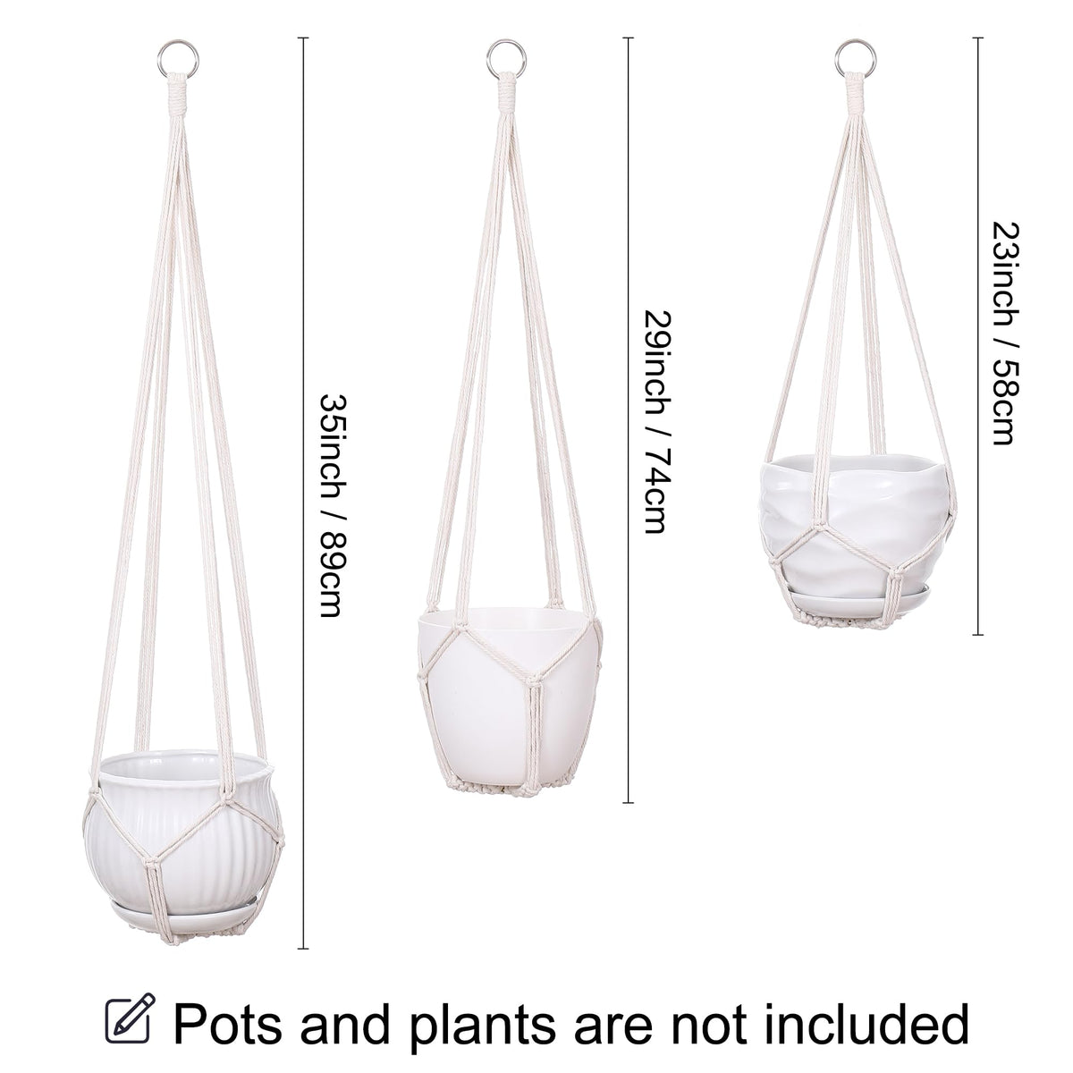 YIBOT ivory macrame plant hanger 29in in living room scene