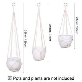 YIBOT ivory macrame plant hanger 29in in living room scene
