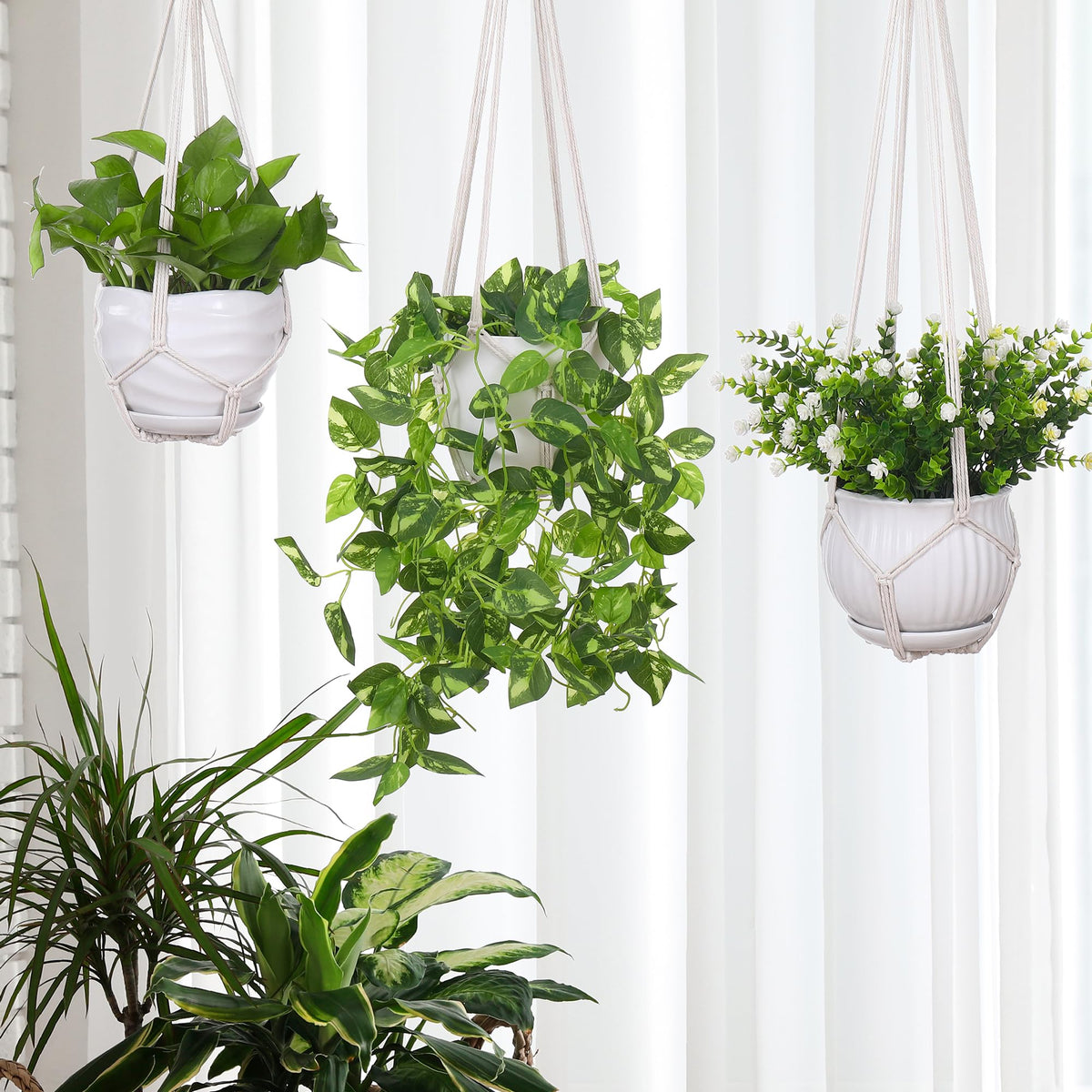 YIBOT no-tassels macrame hanger for clean boho look