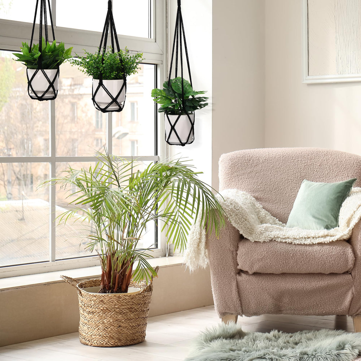 YIBOT space-saving plant hanger showcases vertical plant displays.