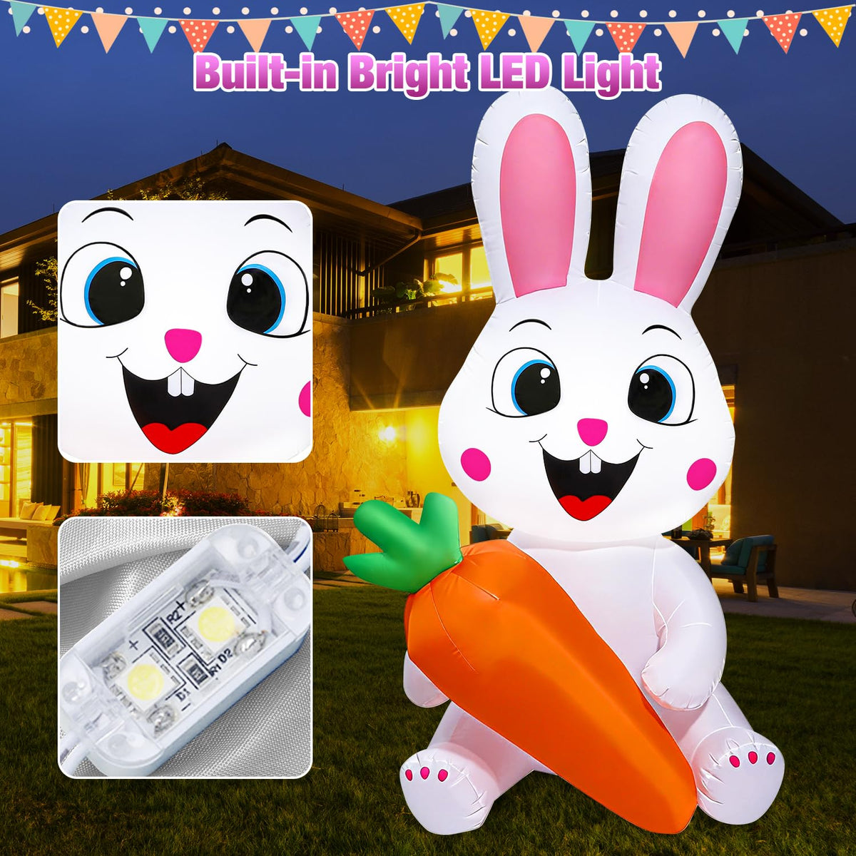 Yichuke 5ft bunny inflates for indoor and outdoor Easter photos