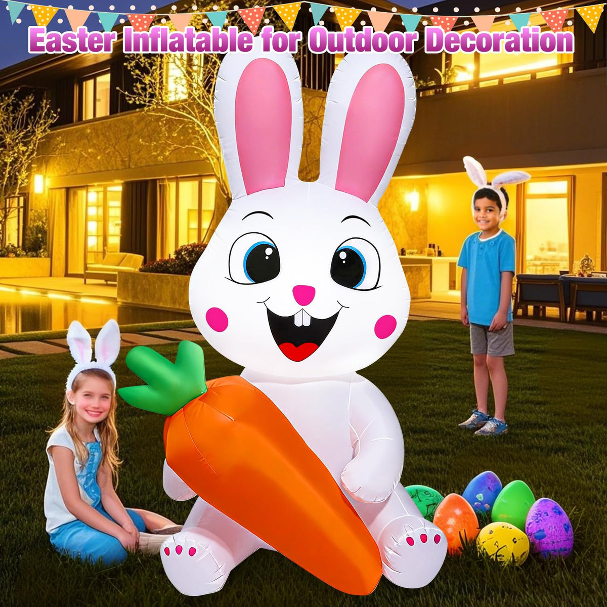 Yichuke Easter inflatable with LED lights for nighttime garden glow