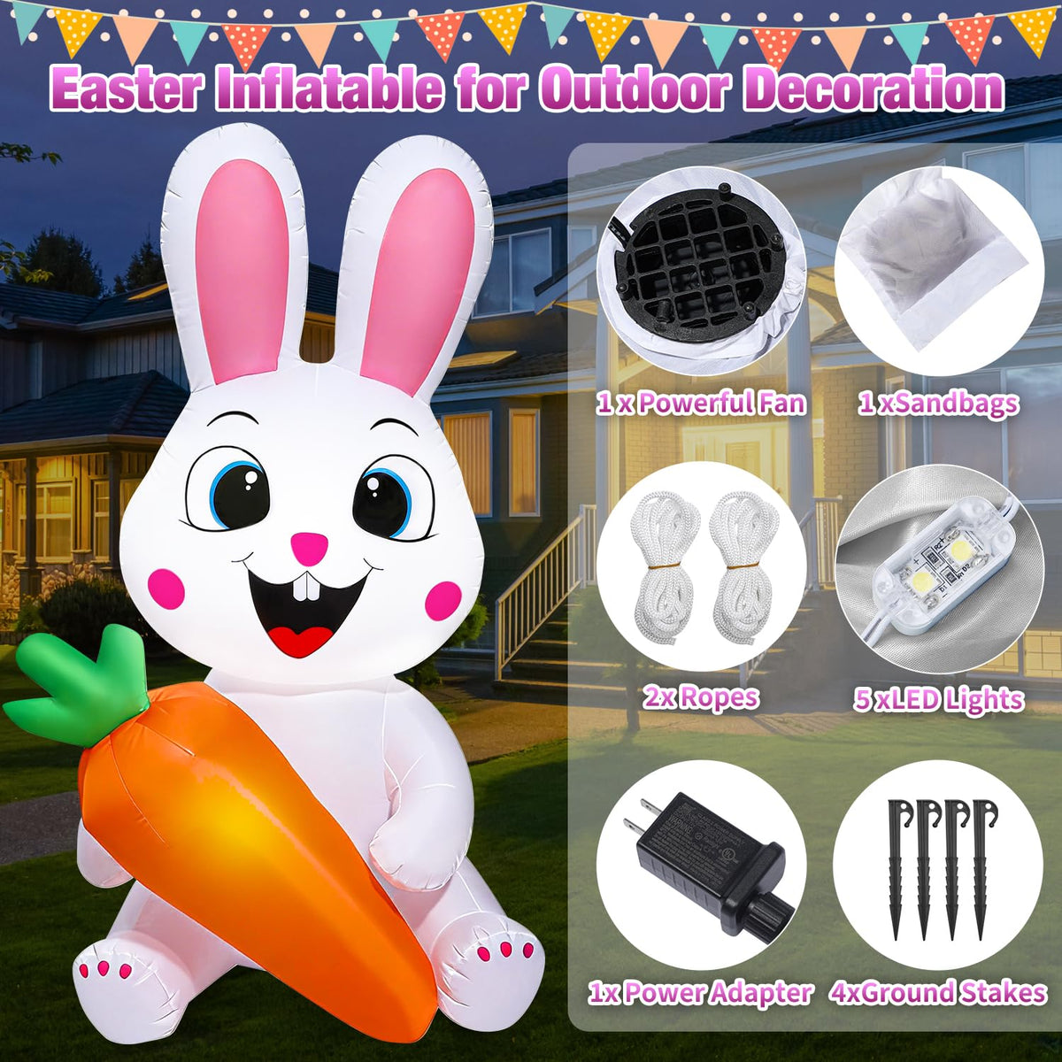 Yichuke Easter inflatable with blower for quick setup