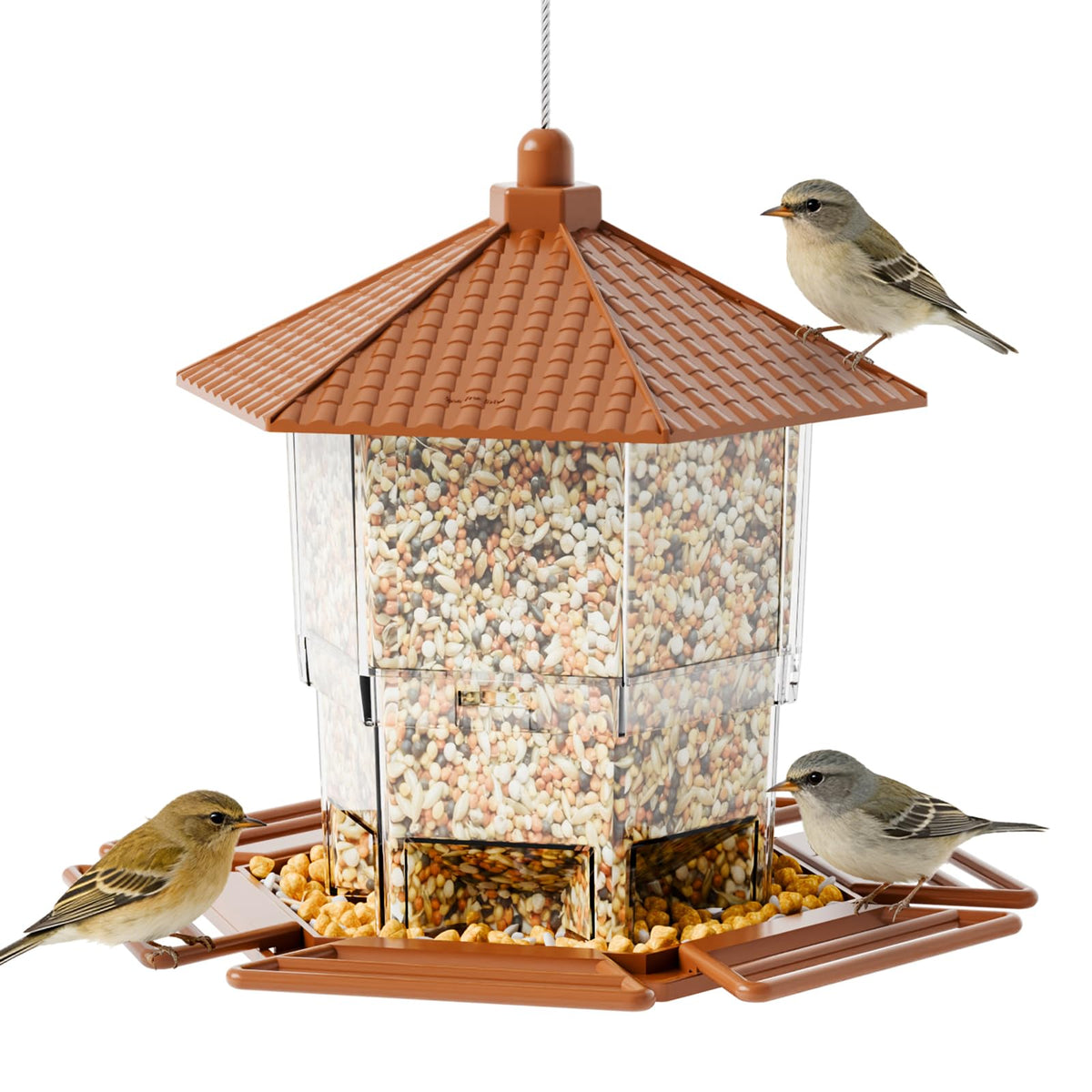 Yieach Hopper Bird Feeder outdoors hanging with large capacity for multiple birds