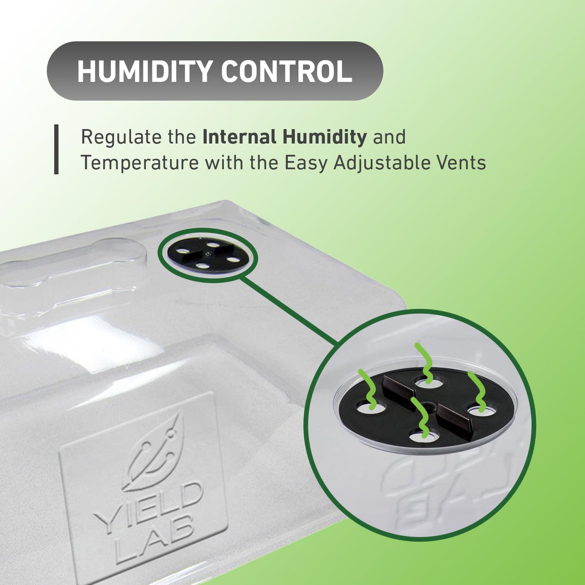 Transparent Yield Lab dome supports seedling growth with visible roots