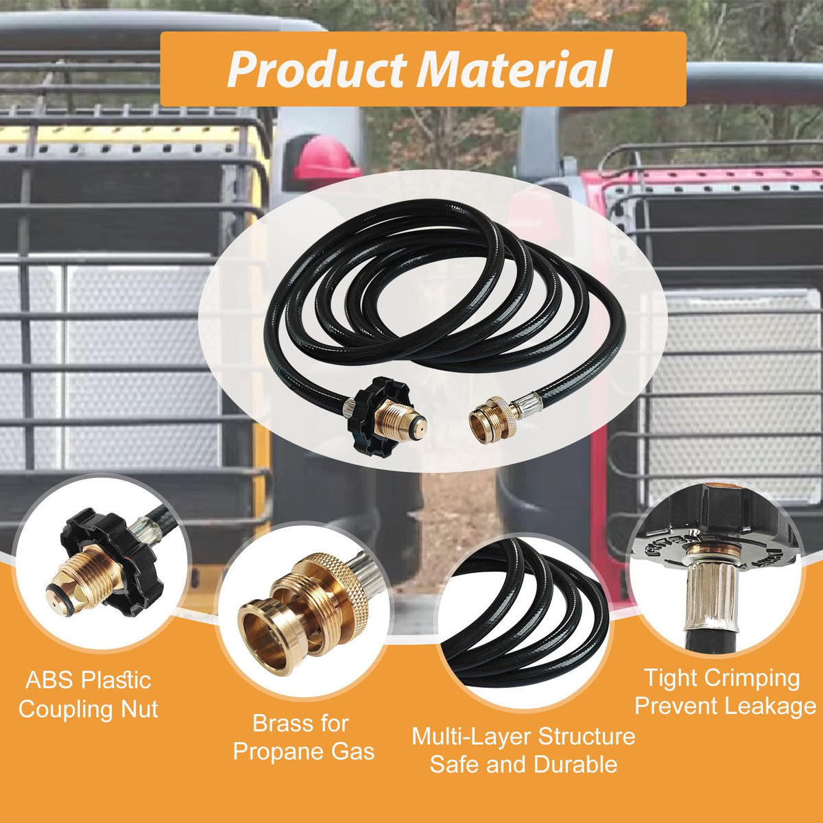 Yigiao F273704 POL connection hose enables safe tank attachment with durable fittings.
