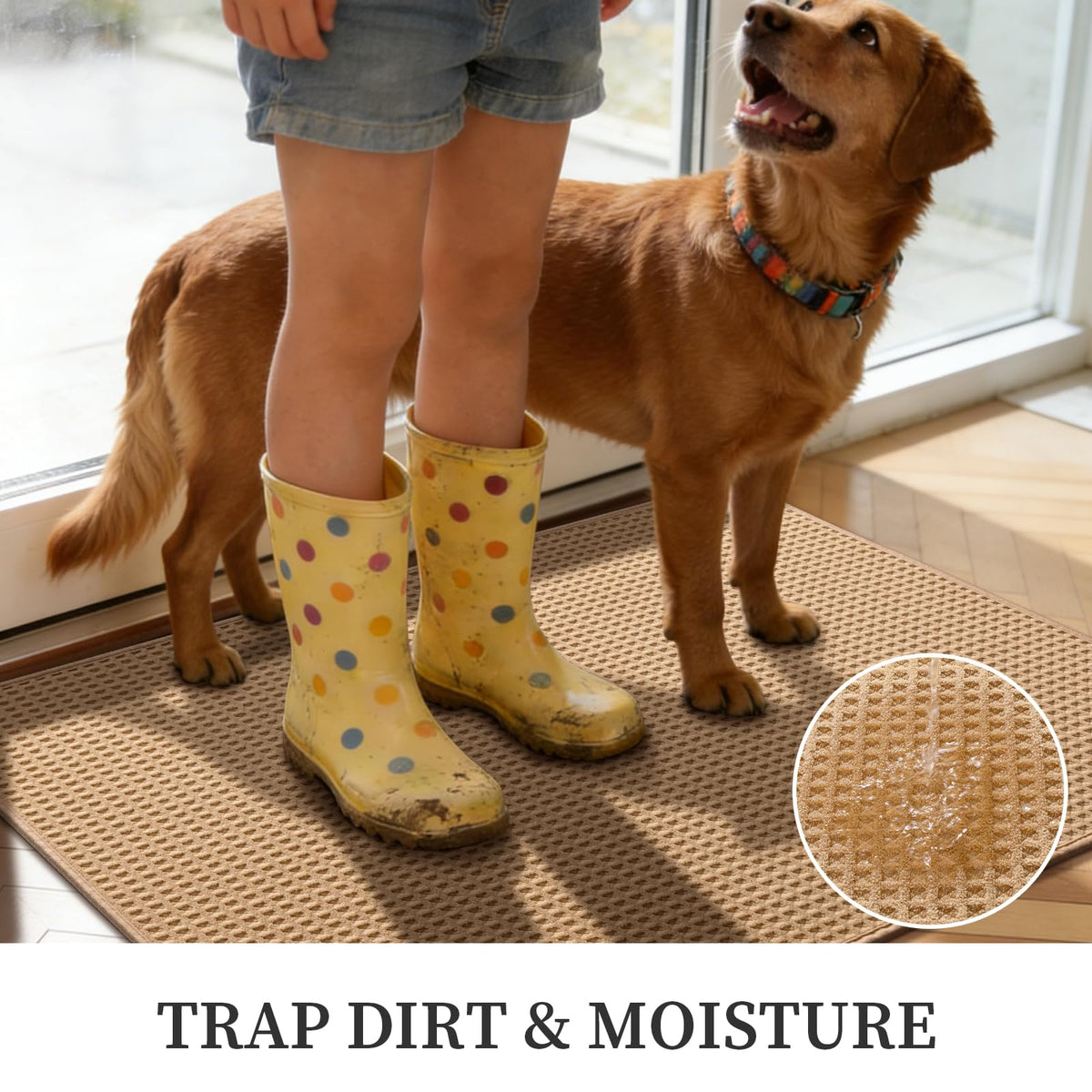 YIHOUSE indoor door mat 24-36 close-up fibers capturing dirt trapping action for clean floors