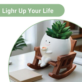 Yiilead Smiley Planter filled with succulents for compact greenery