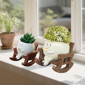 yiilead succulent planter smiley suitable for shelves and tabletops