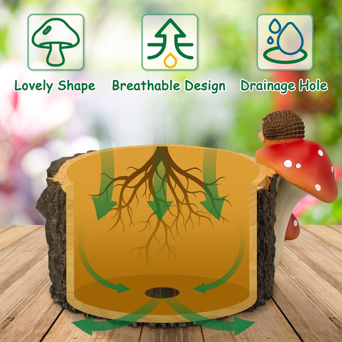 Yiiwinwy durable resin hedgehog pot ideal for long-lasting display